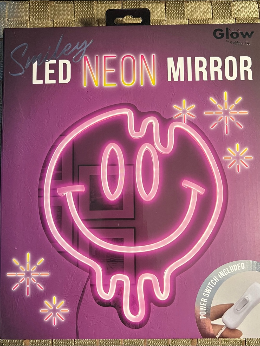 Glow Smiley LED Neon Mirror - Pink